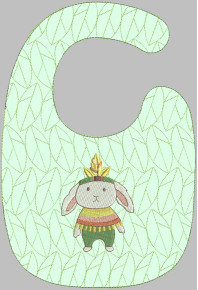 Hop070 - Bunny and leaves Quilted Bib